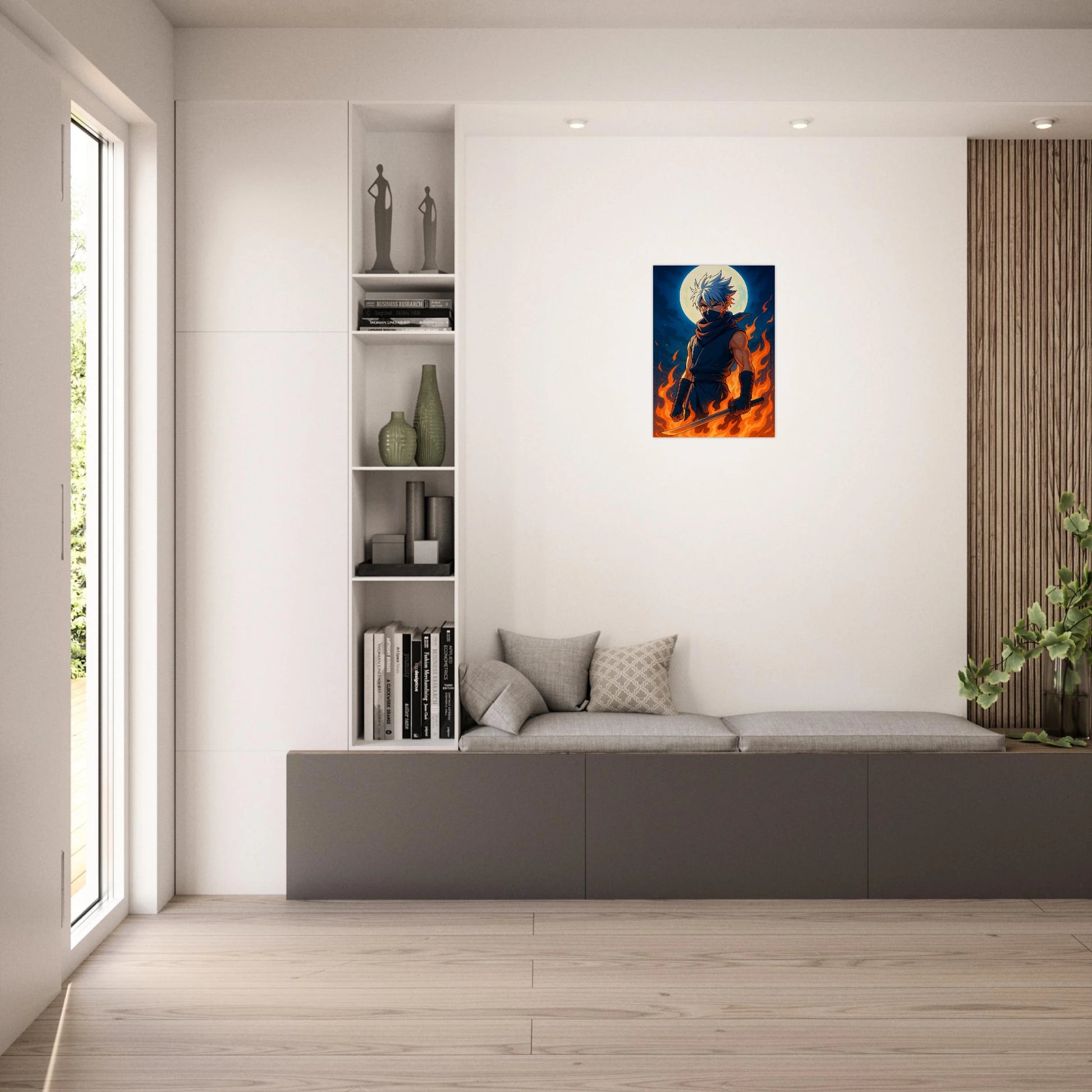 Anime Poster REIKA – Flame Under the Moon als Wandbild im Büro oder Esszimmer | Samurai Kunstdruck von DEFA