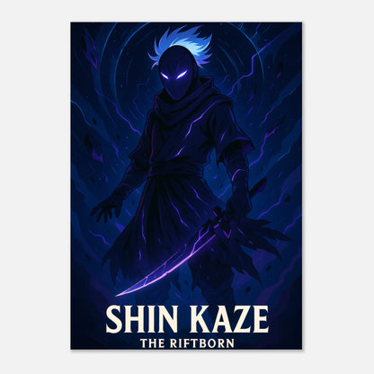 Detailansicht vom SHIN KAZE Anime Poster ohne Rahmen – stilvolle Ninja Wandkunst in mattem Druck