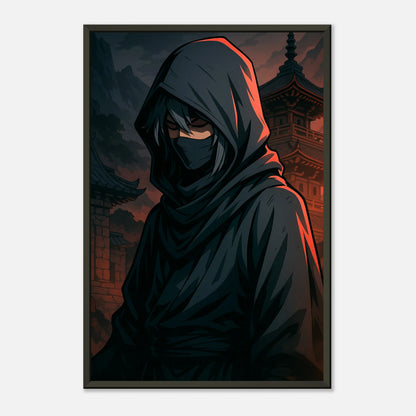 SHIN KURE Poster frontal an der Wand – episches Ninja-Design als Wandkunst im schwarzen Rahmen