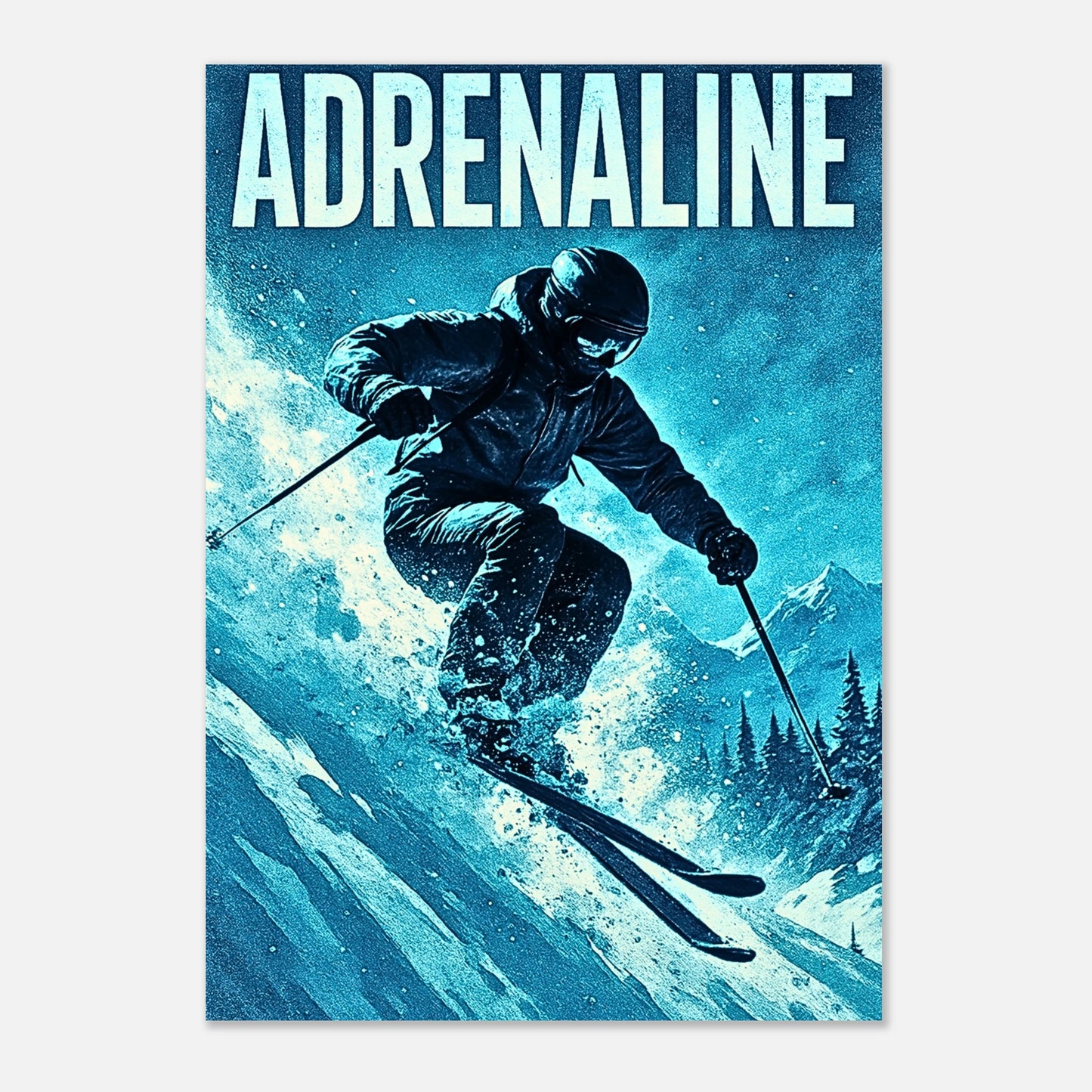 Ski Poster Adrenaline Rush – Modern Winter Sports Wall Print for Ski Fans