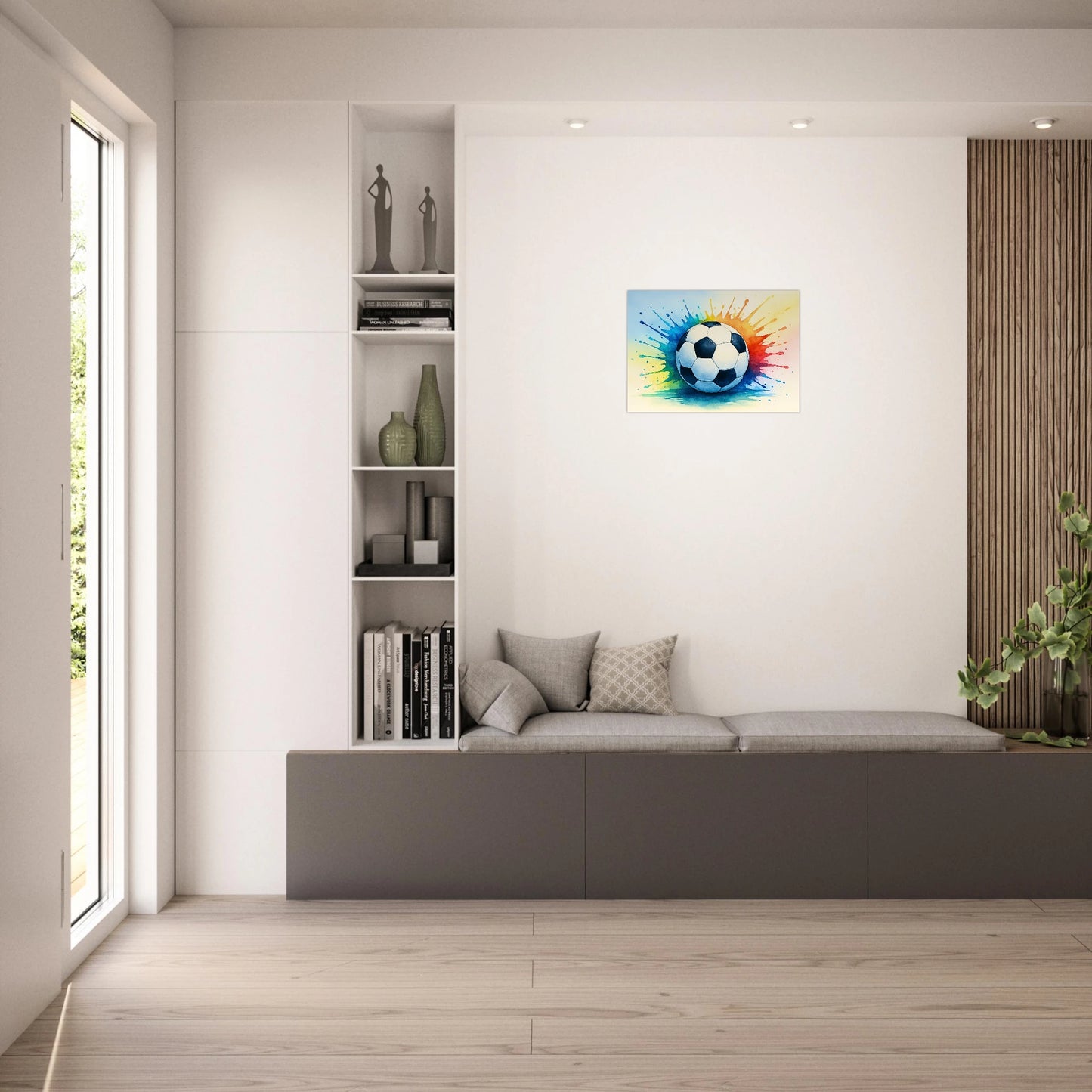 „Colorful Kick Soccer Poster – Interior Mockup Sport Wandbild, buntes Fußball Art Print für Sportfans“