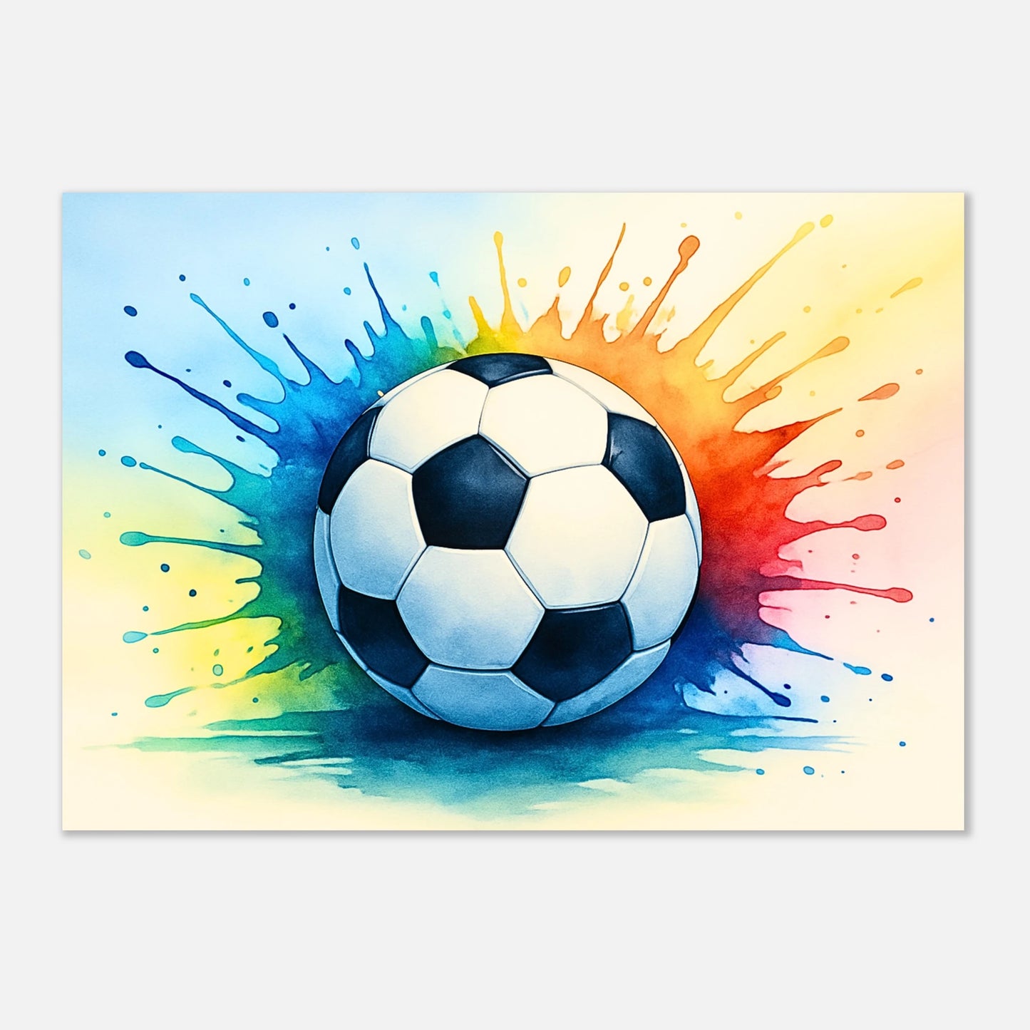 „Soccer Poster Colorful Kick – farbenfrohes Football Art Print mit energievollem Design für Sportfans“