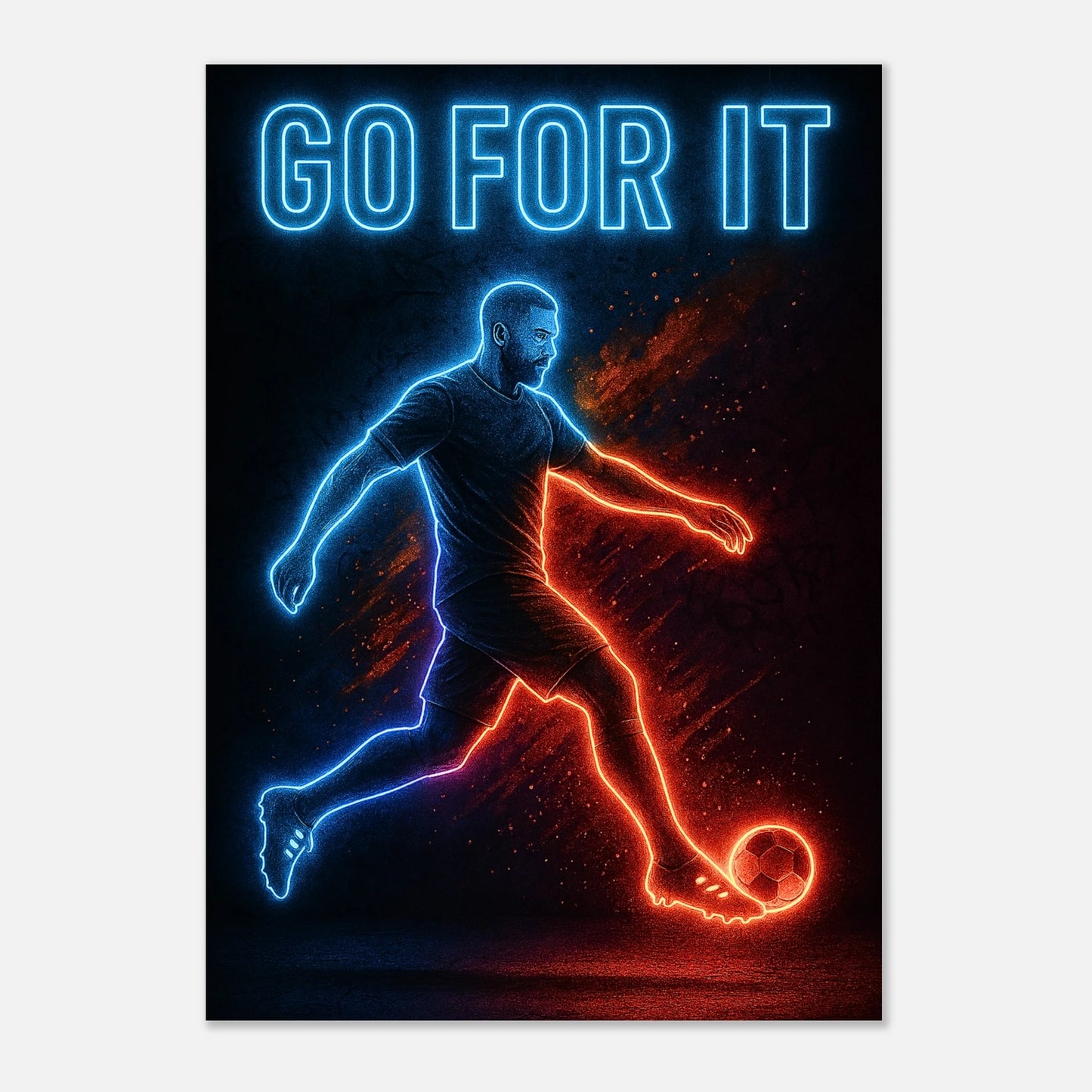 Soccer Wall Art Poster – Go For It Neon Football Print for Home and Office