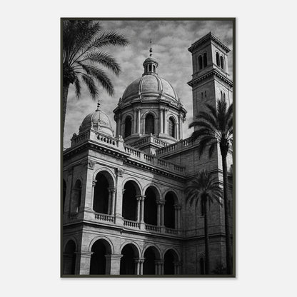 Stillness in Stone minimalist architecture wall art in black metal frame clean studio presentation for modern interiors