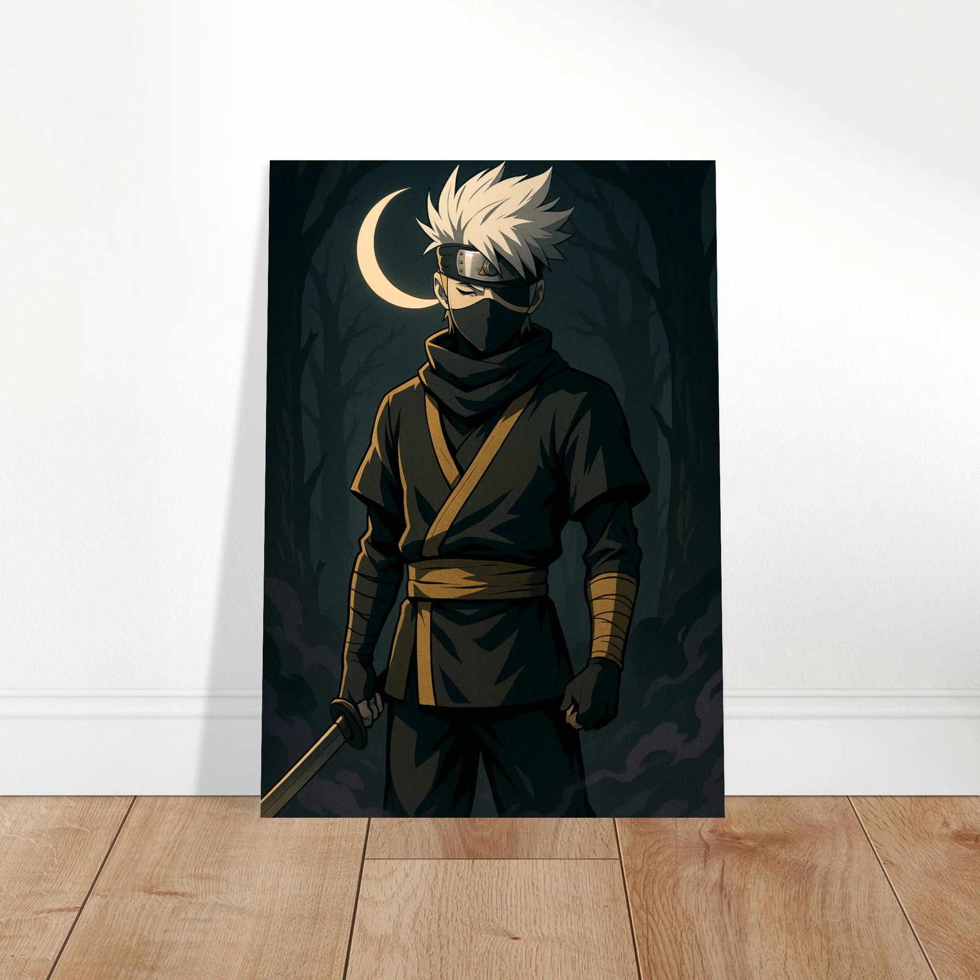 Tsuki Kage Anime Poster – Crescent of Silence Wandbild für Schlafzimmer, japanisch inspirierte Raumdeko in Dunkeloptik