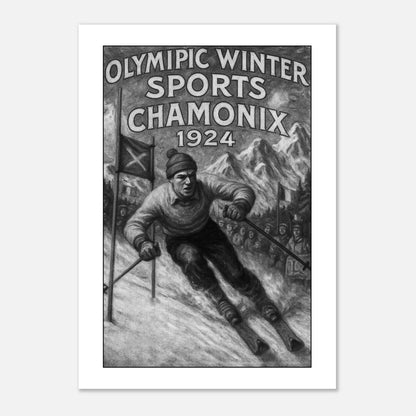 Vintage Winter Olympics Poster – Chamonix 1924 Sports Wall Art for Collectors