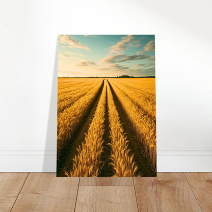 Poster „Golden Horizon“ als Wandbild im Wohnzimmer – gemütliche und elegante Einrichtungsidee mit Naturmotiv

