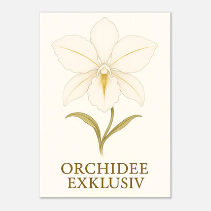 Detailansicht Poster „White Orchid“ – matte Premium-Qualität mit feinen Linien und goldenen Akzenten.