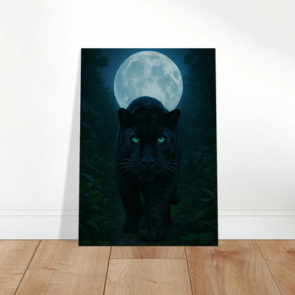 Nights Poster – schwarzer Panther als Wanddeko im hellen modernen Wohnzimmer