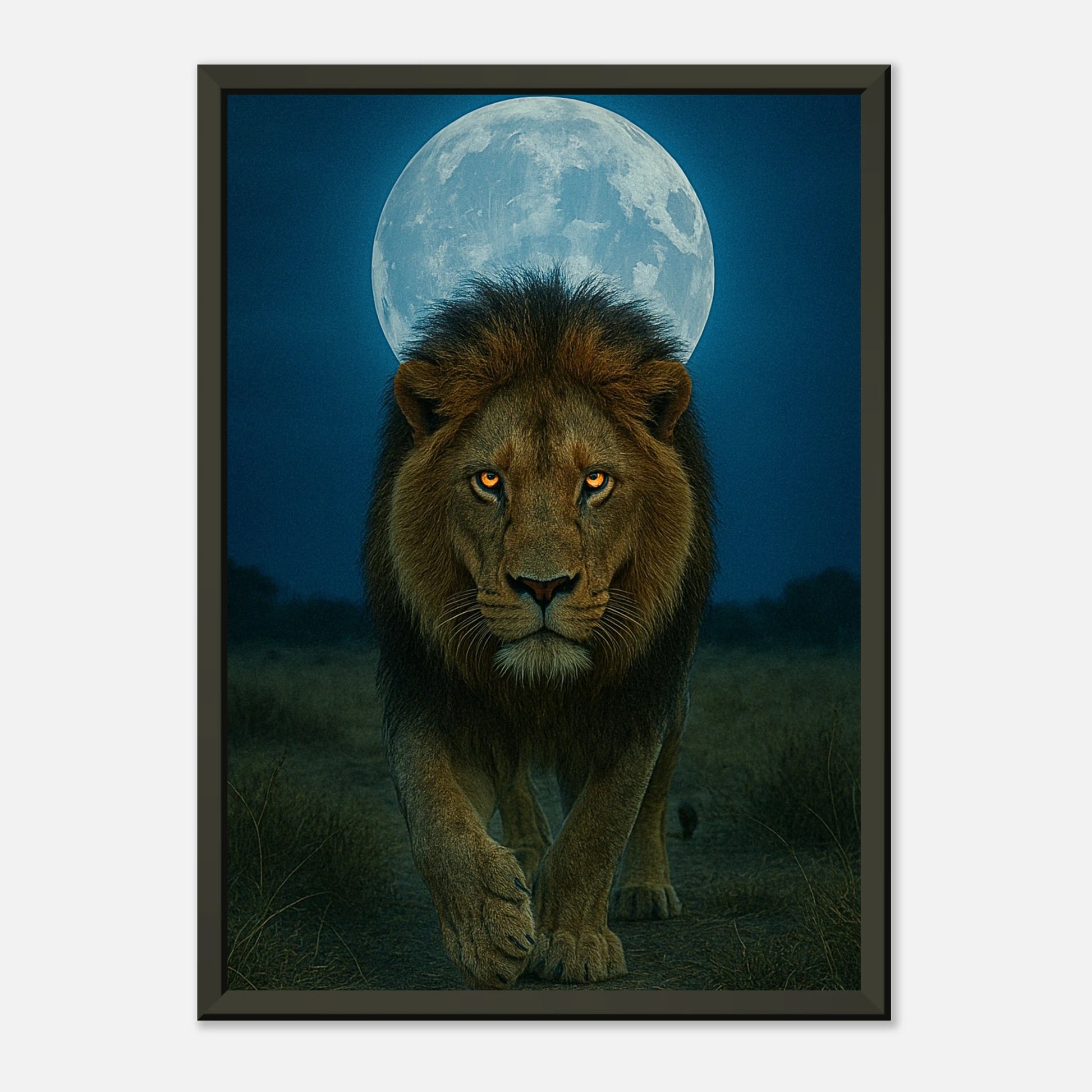 Detailaufnahme des Wild Nights – The Lion Posters – ausdrucksstarker Löwe mit intensivem Blick, hochwertige Druckqualität.