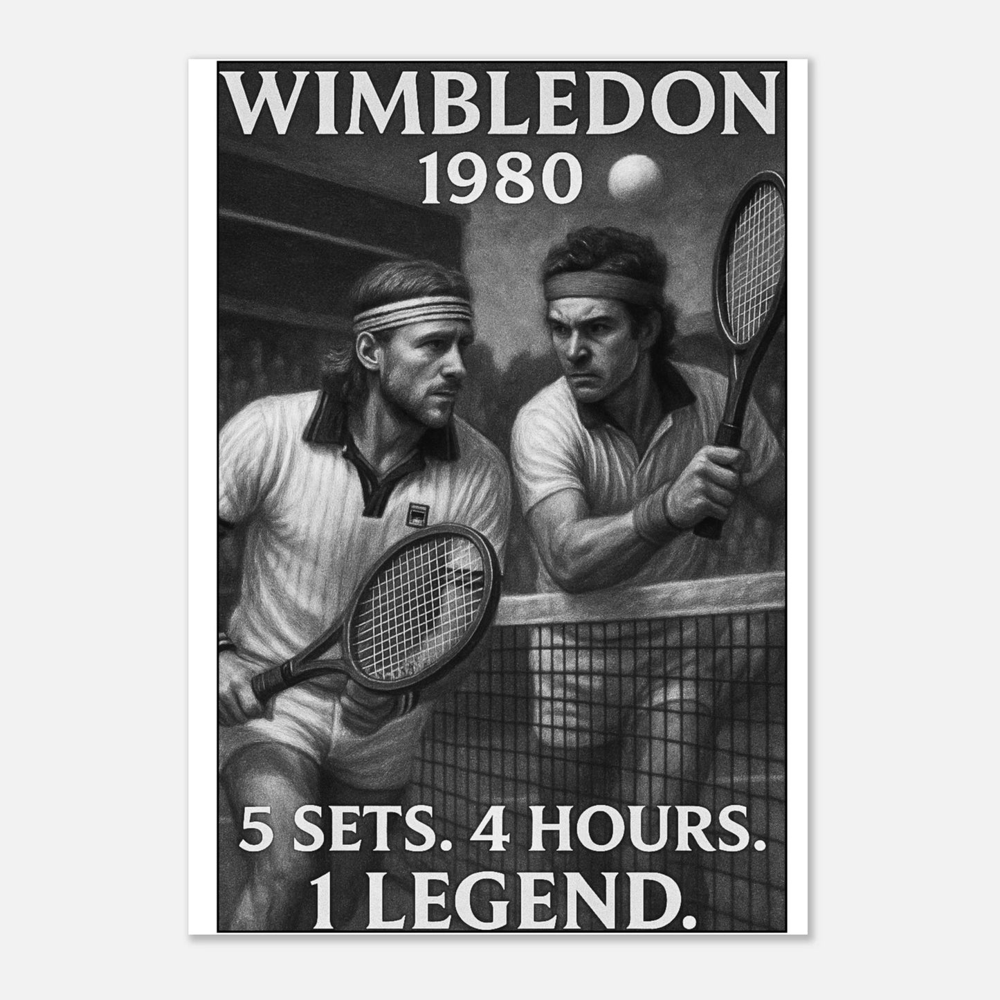 Wimbledon 1980 Tennis Wall Art – Vintage Sports Poster Print for Collectors and Fans