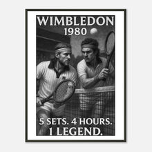 „Wimbledon 1980 – The Battle That Defined Tennis“ Poster im schwarzen Metallrahmen – ikonisches Tennis-Finalmotiv für echte Sportfans | DEFA Designs