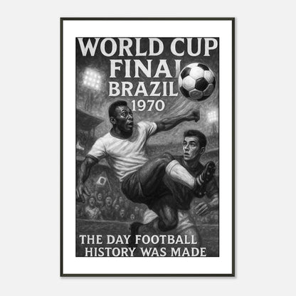 Kunstposter „The Day Football History Was Made“ | Vintage Fußballkunst im schwarzen Metallrahmen | DEFA Designs