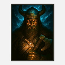 Wrath of the North Viking Wandbild mit schwarzem Metallrahmen, episches nordisches Krieger Kunstwerk im düsteren Fantasy Stil